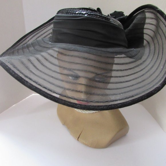 Whittal & Shon Hat in Black Straw Satin Bow main image 5